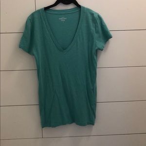 teal J Crew v-neck tee shirt